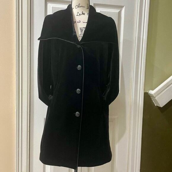 LAUNDRY BY SHELLI SEGAL COAT VELVET BLACK SZ LARGE SOPHISTICATED LUXURY CORE - Picture 13 of 15